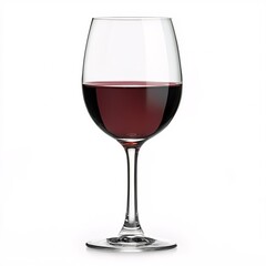 Artistic display of a red wine glass against a pristine white canvas