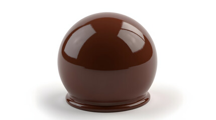 A glossy brown sphere on a clean white background, showcasing a rich chocolate color and smooth surface.