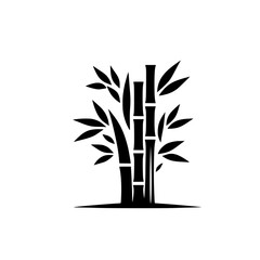 Minimalist Bamboo Silhouette: Black & White Vector Illustration