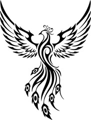 Simple Phoenix Tattoo with Stylized Curved Flame-Like Wings