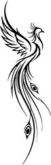 Minimal Phoenix Tattoo with Bold Head Crest and Clean Feather Lines