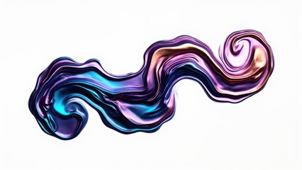 A fluid, organic shape with undulating lines and smooth curves glows in vibrant purples, blues, pinks, oranges, and golds. The colors blend seamlessly, creating depth and a mesmerizing sense of moveme