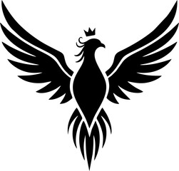 Rising Phoenix Tattoo with Spark Elements and Simple Silhouette
