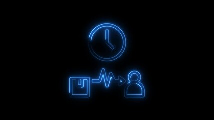 Process automation with real time monitoring through data transfer in blue neon style on black background for technology concept presentations - Powered by Adobe