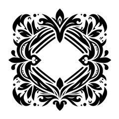 Elegant Black & White Floral Frame Vector Illustration