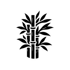 Minimalist Black Bamboo Silhouette on White Background