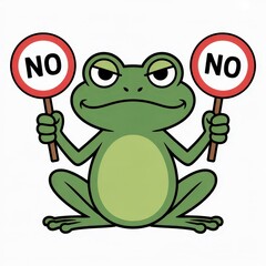 Obraz premium Cartoon frog holding two 