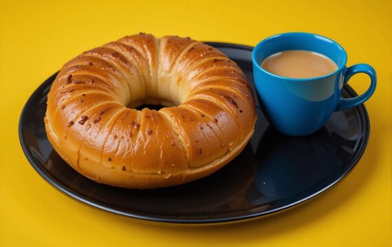 Bagels and coffee background images, bread, food, cooking, traditions, meals, textures, banners, advertising posters