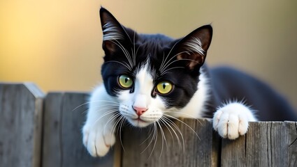 black and white cat portrait
