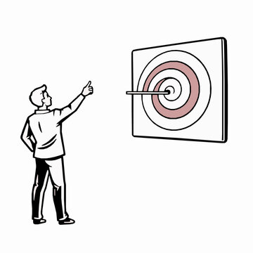 man points at target, bullseye clip art preview