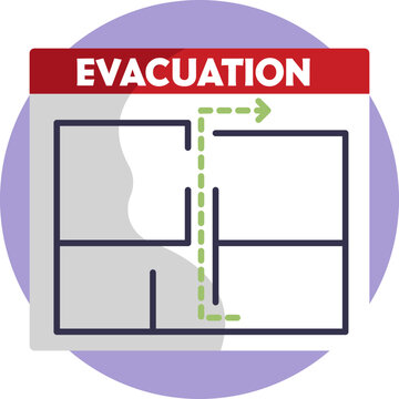 Evacuation map showing emergency exits and escape routes.