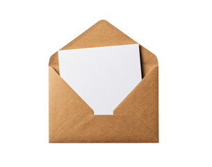 Postcard mockup in an envelope on a transparent background.