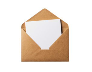 Postcard mockup in an envelope on a transparent background.