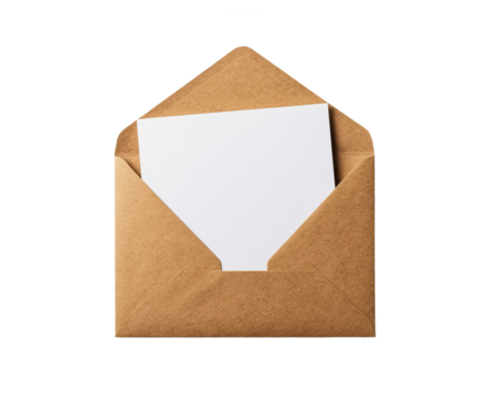 Postcard mockup in an envelope on a transparent background.