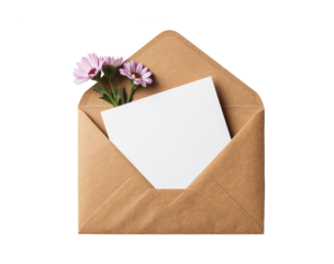 Postcard mockup in an envelope on a transparent background.