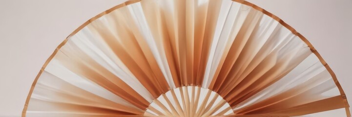 Stylish brown & white fan against white backdrop, image, isolated, simple