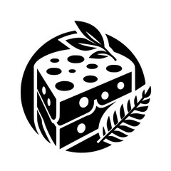 Simple Cheese & Leaf Logo in Black and White