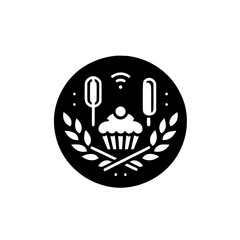 Bakery Logo: Modern Black and White Design with WiFi Connection