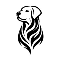 Stylized Black & White Dog Silhouette, Vector Graphic, Loyalty Concept