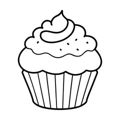 a cupcake thick fluffy frosting line art vector silhouette