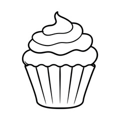 a cupcake thick fluffy frosting line art vector silhouette