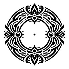 Intricate Ornamental Circle Pattern, Black & White Design