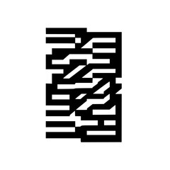 Abstract Black & White Graphic: Geometric Maze on White Background