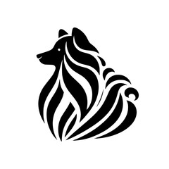 Black & White Stylized Dog Logo/Icon, Minimalist Design