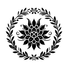 Elegant Black & White Floral Mandala Design on White Background