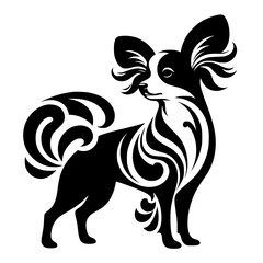 Stylized Chihuahua Silhouette Vector - Black and White Tribal Art