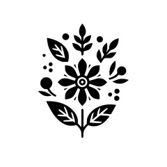 Black and White Floral Silhouette: Minimalist Botanical Design