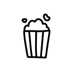 Popcorn cup doodle icon with hand drawn style design