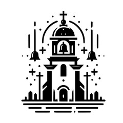 Minimalist Church Icon: Black and White Religious Illustration