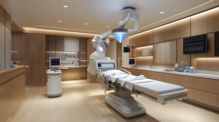 Modern medical examination room interior design.