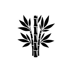 Black and White Bamboo Silhouette on White Background