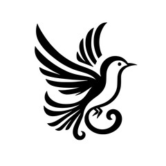 Fototapeta premium Elegant Black and White Bird Logo on White Background