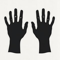 Obraz premium Two Hands Silhouettes Against a Pale Background, Symbolic Representation of Human Connection, Interaction, and Expression with Clean Lines.