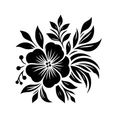 Black & White Floral Vector Illustration - Elegant Design