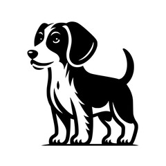 Black and White Dog Logo, Minimalist Beagle Style Illustration