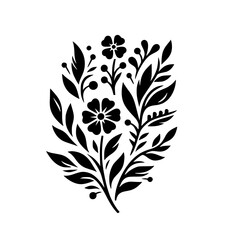 Minimalist Floral Silhouette: Black and White Botanical Design