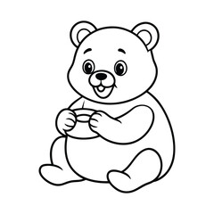 bear eating honey coco coloring books line art vector silhouette