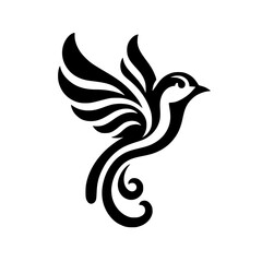 Obraz premium Elegant Minimalist Bird Logo in Flight, Monochrome Design