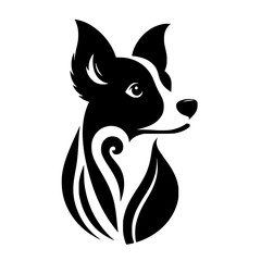 Stylized Black & White Dog Logo, Minimalist Design, Modern & Elegant