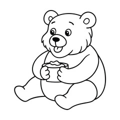 bear eating honey coco coloring books line art vector silhouette