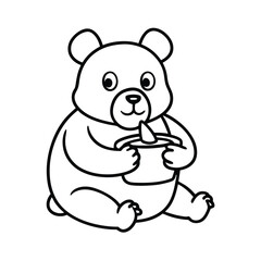 bear eating honey coco coloring books line art vector silhouette