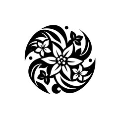 Floral Mandala Logo: Black & White Design, Decorative Ornament