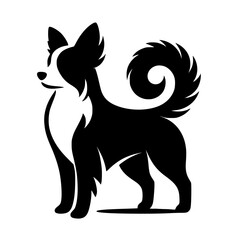 Stylized Black & White Dog Silhouette - Logo, Icon, Graphic