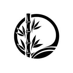 Bamboo Silhouette in Circle Logo: Zen, Natural, Minimalist Design