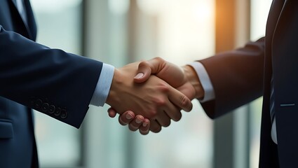 Professional handshake signifies a strategic alliance and partnership formation