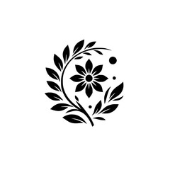 Elegant Black Floral Silhouette on White Background